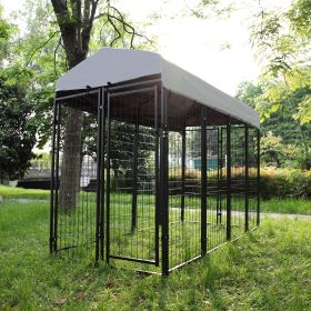 Dog Kennel with Roof Cover Heavy Duty Dog Crate for Medium and Large-sized Dogs, Black (Sandblasted)