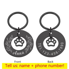 Personalized Pet Tag Medal Customized Metal Dog Collar (Color: BLACK)